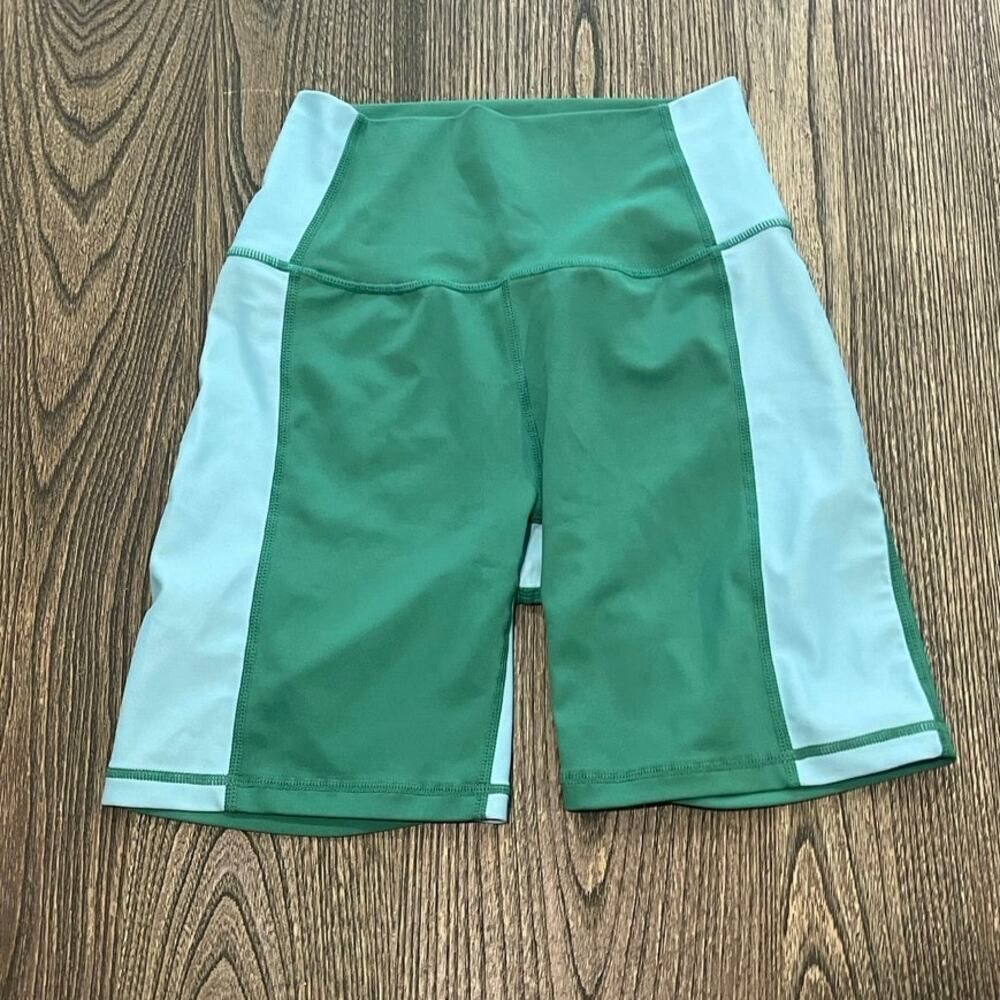 Wilo The Label Womens Biker Shorts High Rise Colorblock Green/Blue Size XS